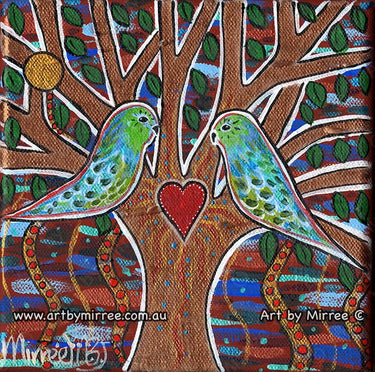 'Australian Red-Rumped Parrot' Tree of Life Original Painting Series by Mirree Contemporary Dreamtime Animal Dreaming
